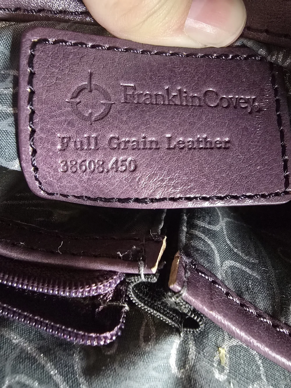 Franklin Covey Vintage Plum Full Grain Leather Shoulder Bag